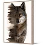 Tableau cadre naturel Loup et Arbres 65x92,5 cm - Pdevache 