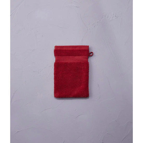 Gant de toilette éponge unie Rouge Amour - 15x21 - Sylvie Thiriez