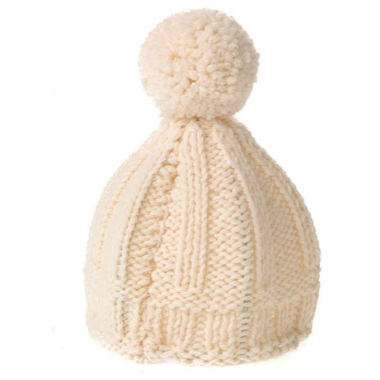 Abat-jour à poser bonnet en laine tricoté main - Écru Ø22 cm