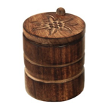 Boite  coton en bois brul edelweiss : D.10 x h.11,5cm
