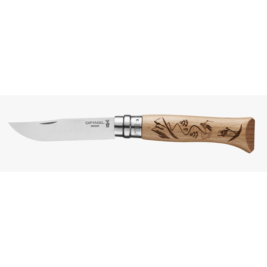 Couteau OPINEL n°8 SPORT Tradition gravé - Ski