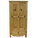 Armoire 2 portes coulissantes 2 tiroirs en sapin massif finition huil