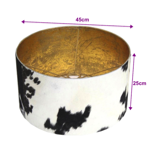 Abat-jour cylindrique en métal feuilles d'or et peau de vache  Ø45/H25