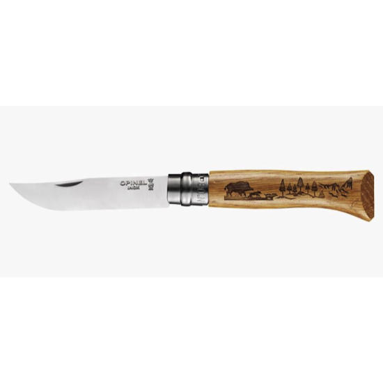 Couteau OPINEL n°8 ANIMALIA Tradition gravé - Sanglier