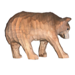 Petit ours qui marche en bois sculpt main 14x4,5x10cm