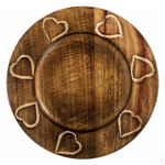Sous assiette sculpte coeur en bois brul diametre : 35cm